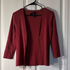 Cable & Gauge Open-Front Cardigan with delicate sequin trim